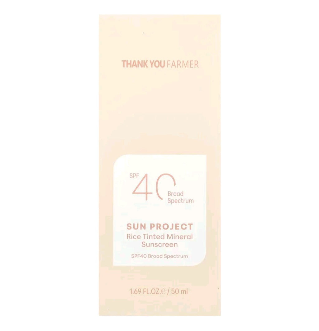 Thank You Farmer, Sun Project, Rice Tinted Mineral Sunscreen, SPF40, 1.69 fl oz (50 ml)