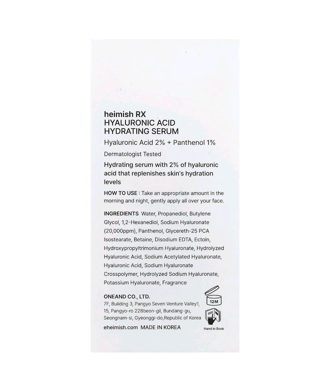 Heimish
RX Hyaluronic Acid 2% Hydrating Serum 1.18 fl oz ( 35 ml)