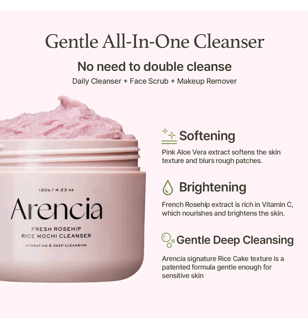 Arencia Fresh Rosehip Rice Mochi Cleanser 120g