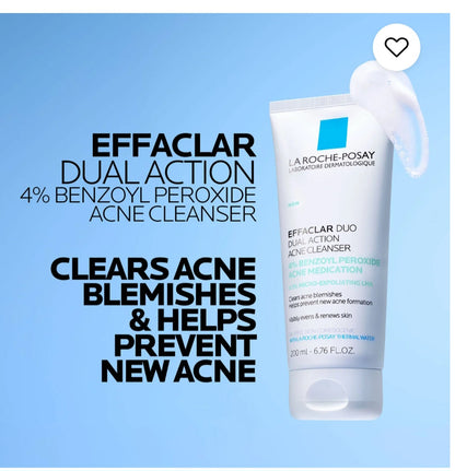 La Roche-Posay Effaclar Dual Action Acne Face Wash With 4% Benzoyl Peroxide