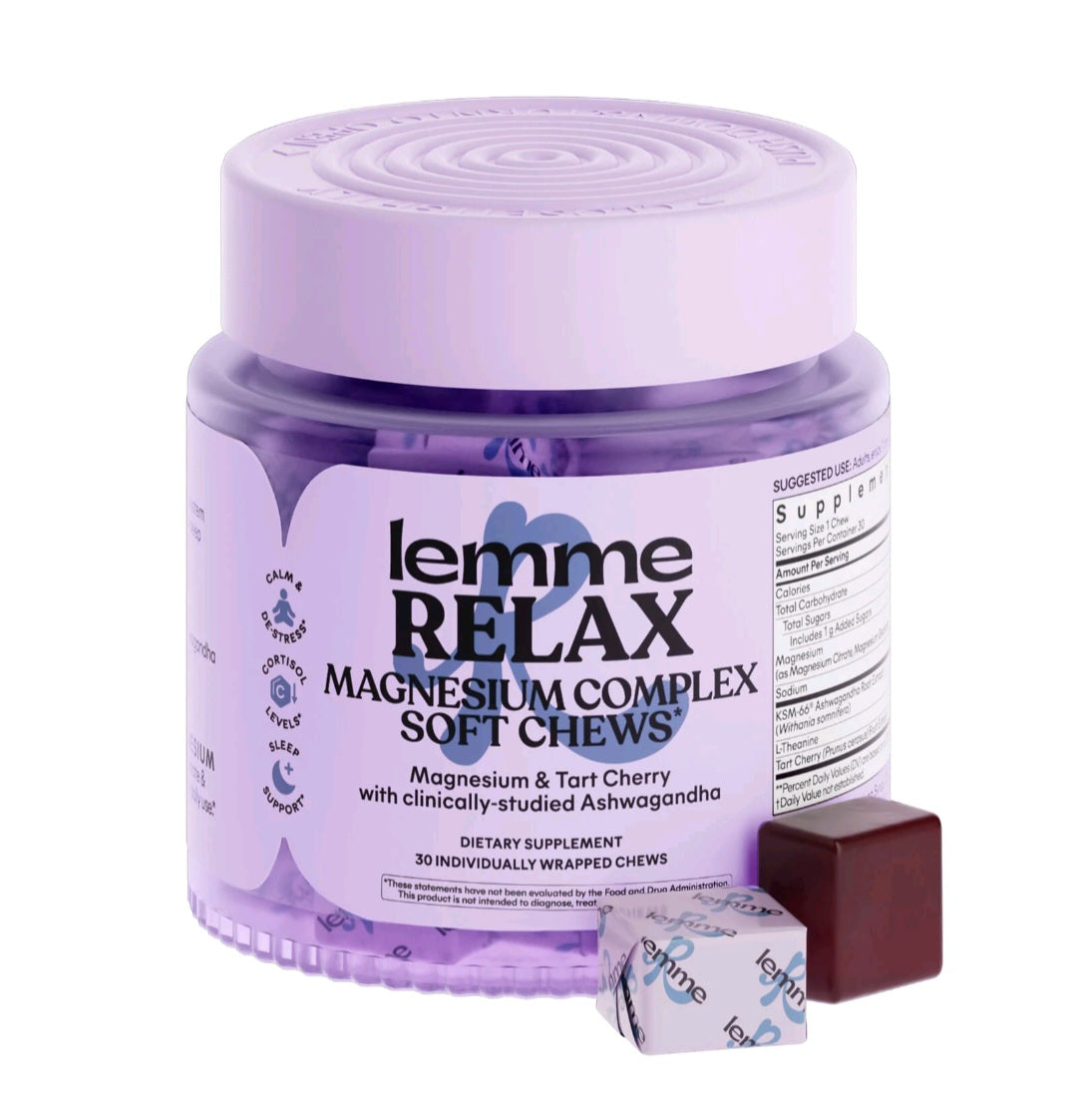 Lemme Relax Magnesium Soft Chews, Blackberry Lemonade, 30 individually Wrapped Chews