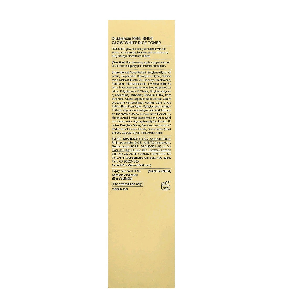 Dr.Melaxin
Peel Shot Glow White Rice Toner 6.76 FL oz ( 200 ml )