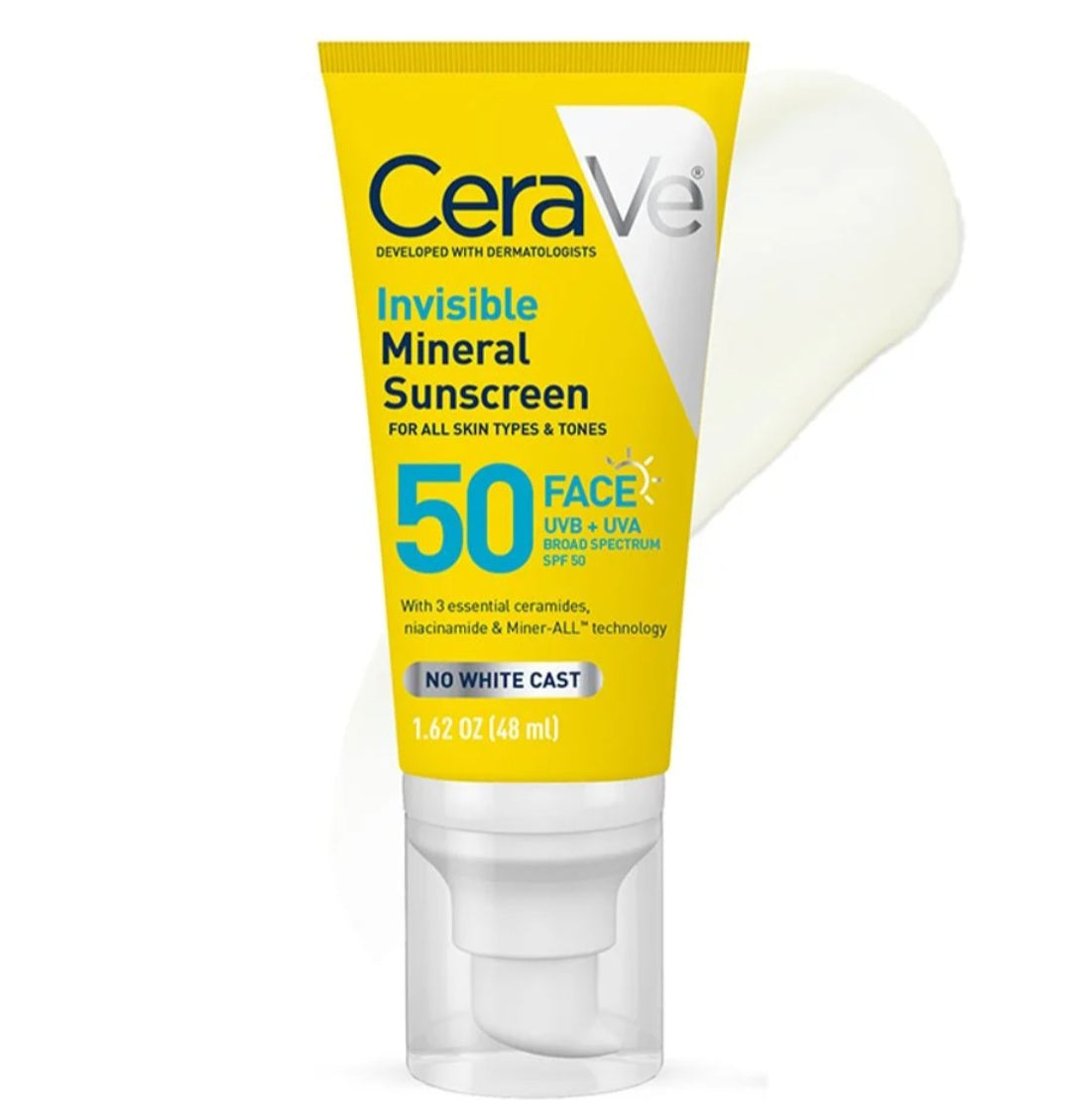 Cerave, Invisible Mineral Sunscreen SPF 50, (48ml)
