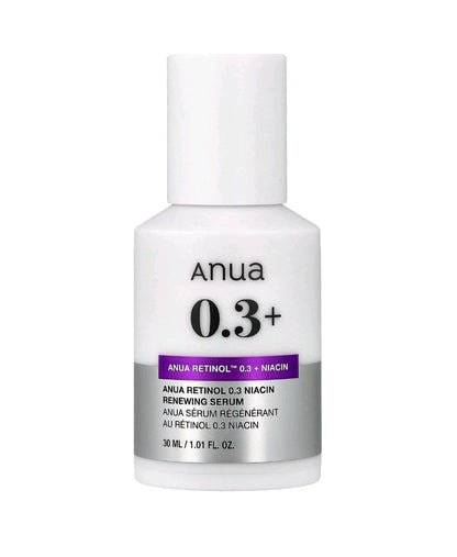 Anua
Retinol 0.3% + Niacin Renewing Serum 1. 01 fl oz (30ml)