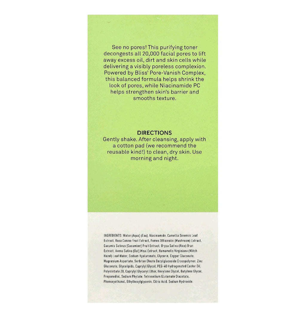 Bliss Disappearing Act Purifying Toner with Niacinamide, 10 fl oz( 295ml)