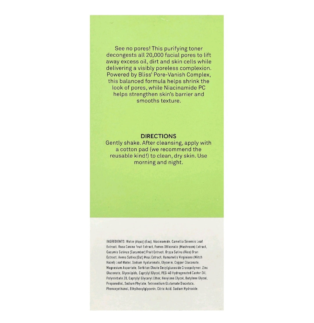 Bliss Disappearing Act Purifying Toner with Niacinamide, 10 fl oz( 295ml)