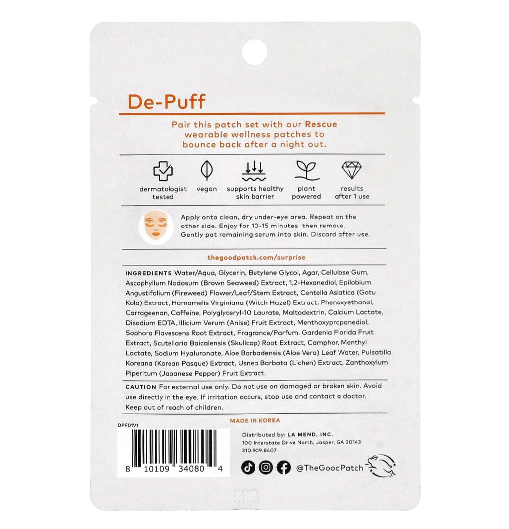 The Good Patch, De- Puff eye patches, count 1 pair
