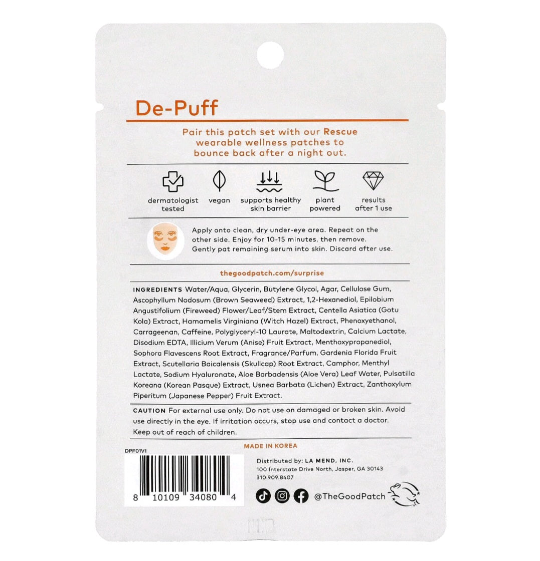 The Good Patch, De- Puff eye patches, count 1 pair