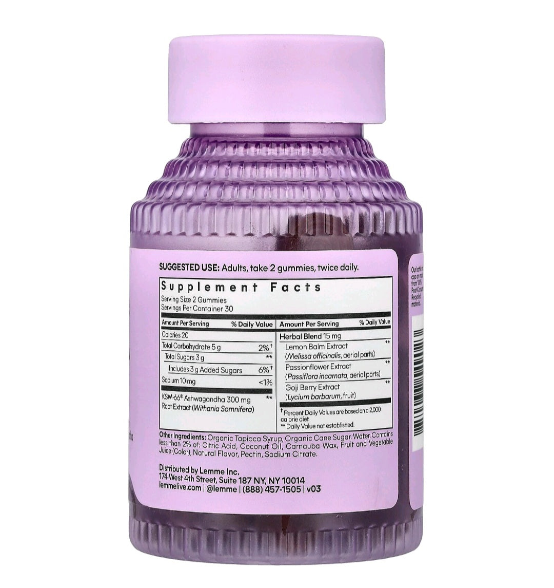 Lemme Chill De-Stress Relief Gummies – 60 Count Mixed Berry