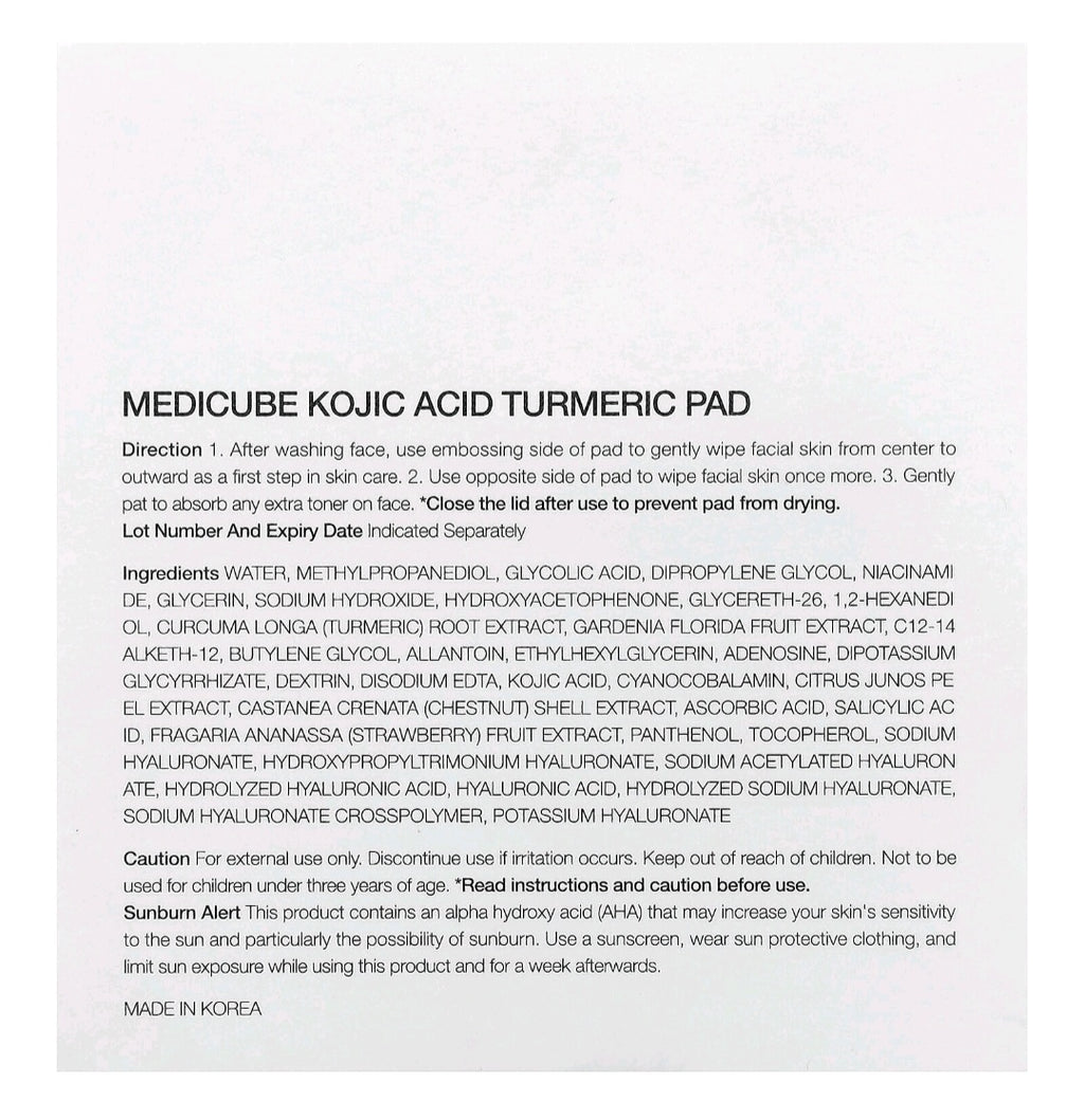 Medicube Kojic Acid, Turmeric Pad. 70 pads