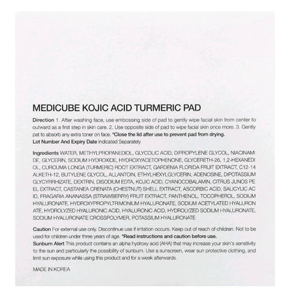 Medicube Kojic Acid, Turmeric Pad. 70 pads