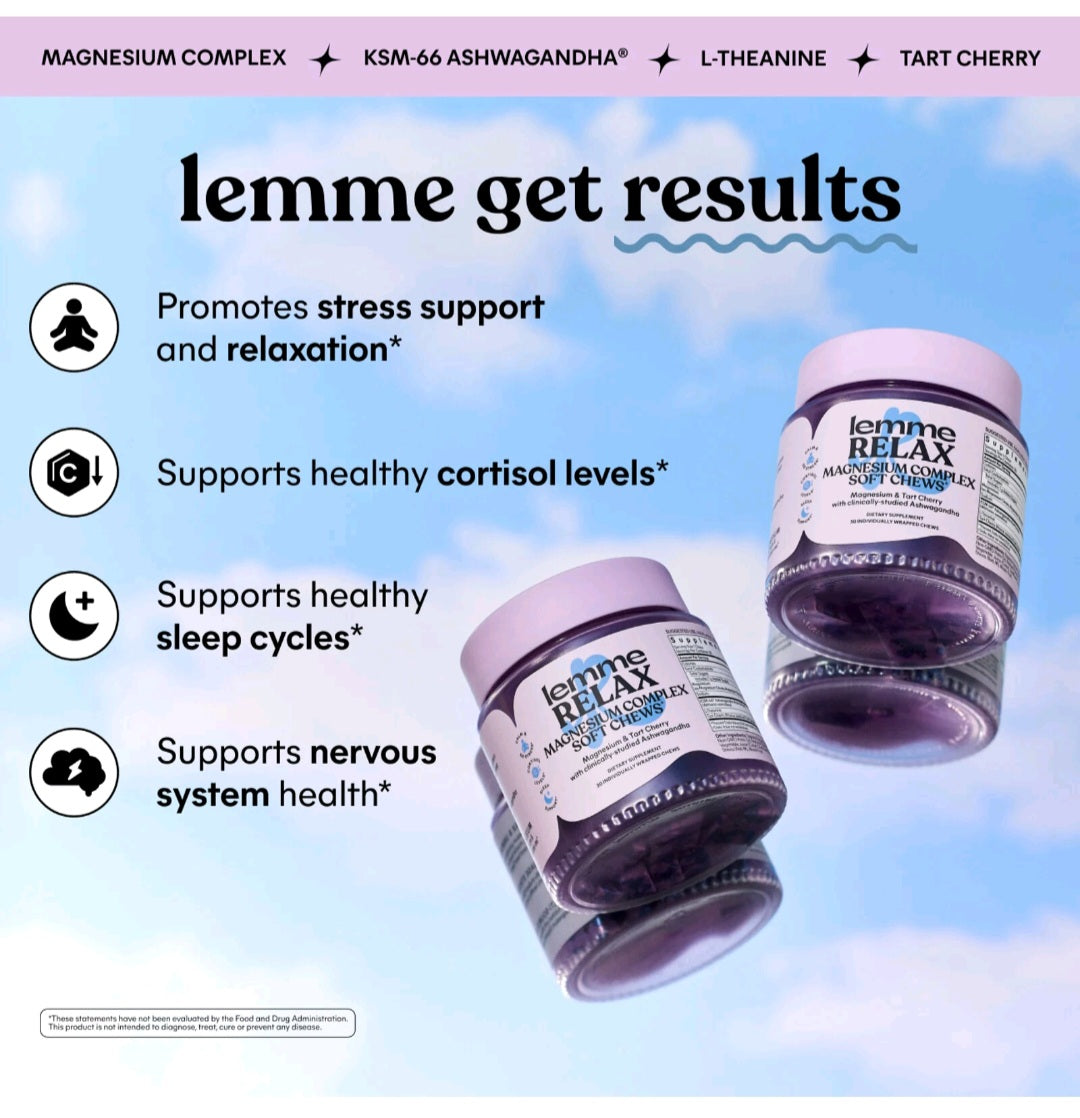 Lemme Relax Magnesium Soft Chews, Blackberry Lemonade, 30 individually Wrapped Chews