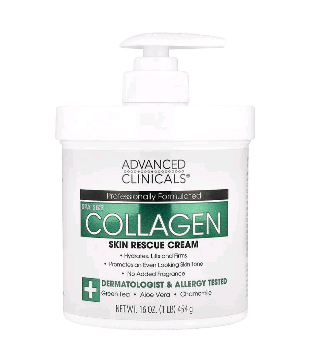 Advanced Clinicals Collagen, Skin Rescue Cream, 16 oz (454 g)
