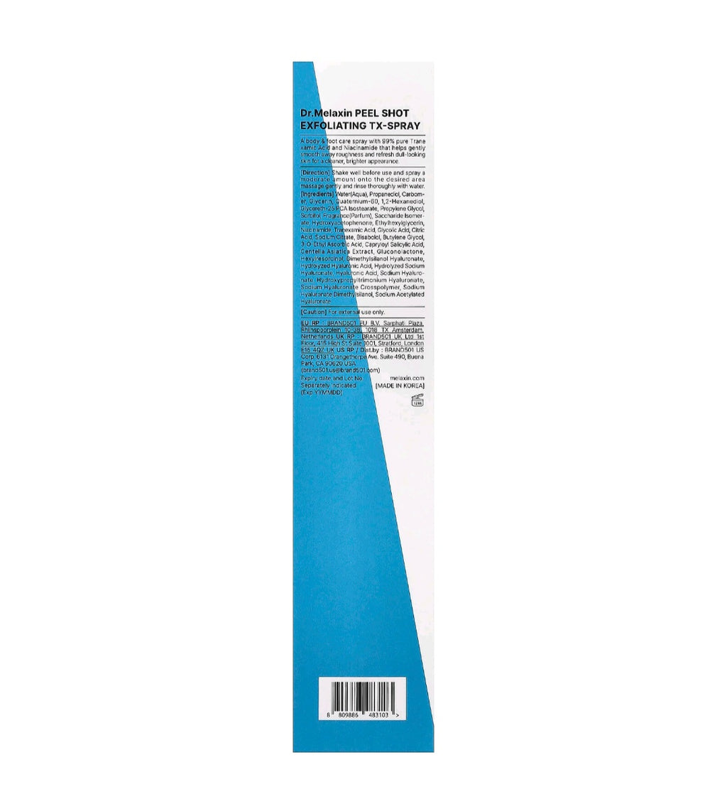Dr. Melaxin Peel Shot, Exfoliating TX- Spray, Body and Foot Exfoliator, 6.76 fl oz ( 200ml)