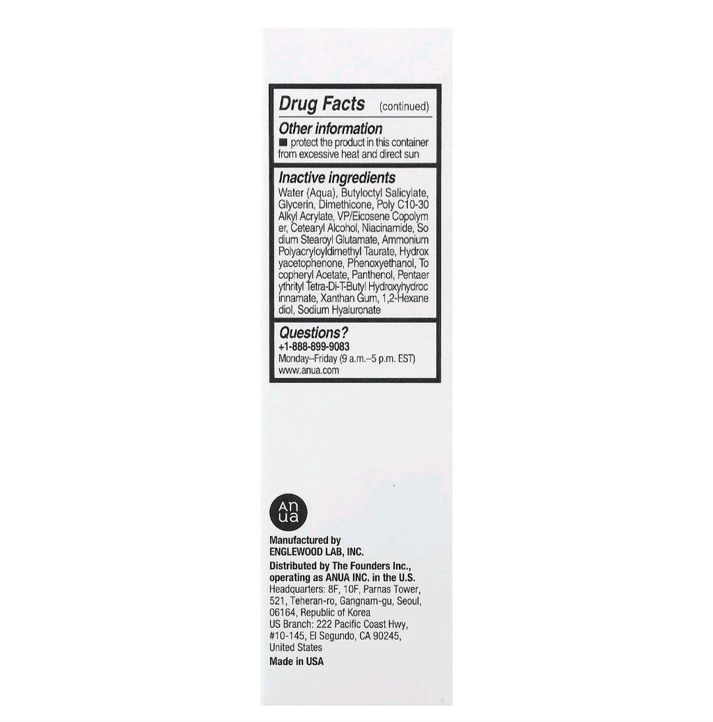 ANUA
Zero-Cast Moisturizing Finish Sunscreen - hydrates and protects 50ml