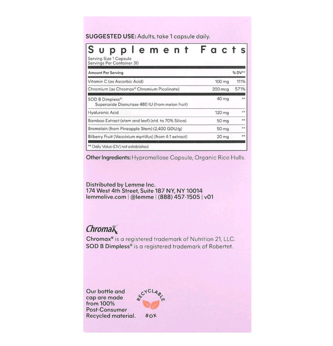 LEMME SMOOTH Cellulite Support & Skin Smoothing Capsules, 30 vegan capsules