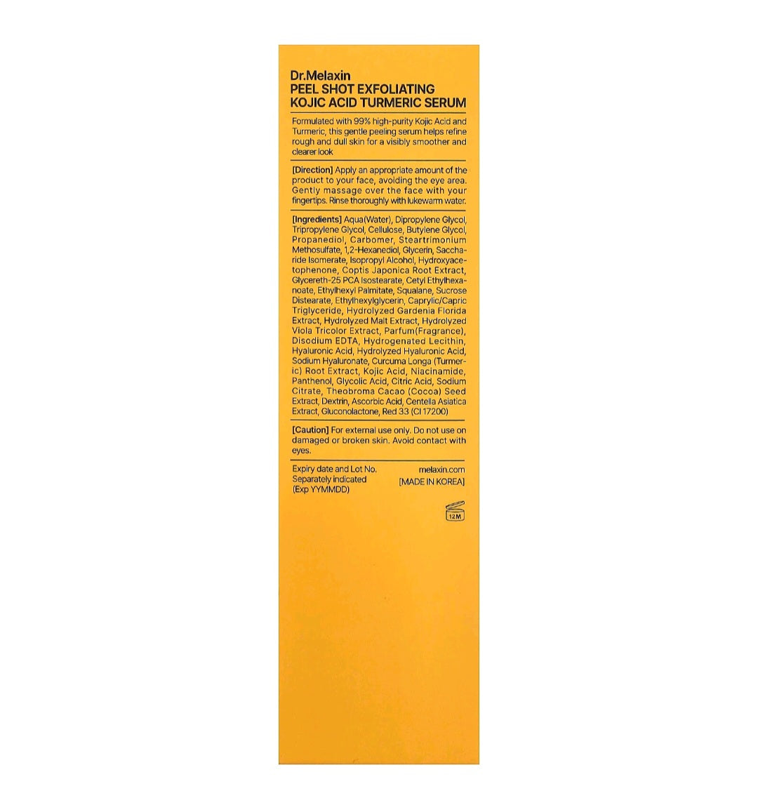 Dr.Melaxin Peel Shot Kojic Acid Turmeric Serum, all Skin Types, 80ml
