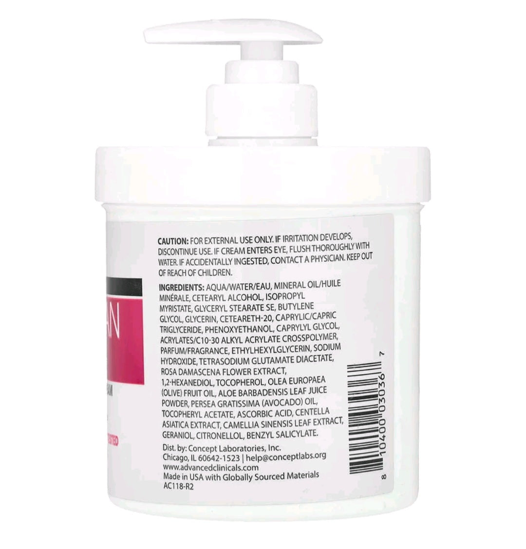 Advanced Clinical's Anti-Aging Rescue Cream, Bulgarian Rose, 16 oz (454 g)