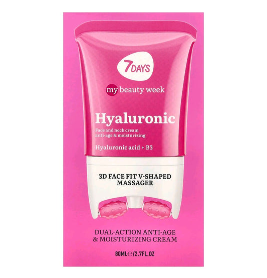 7 Days Beauty Face cream 3D massager, anti-age and moisturizing, Hyaluronic( 80 ML)