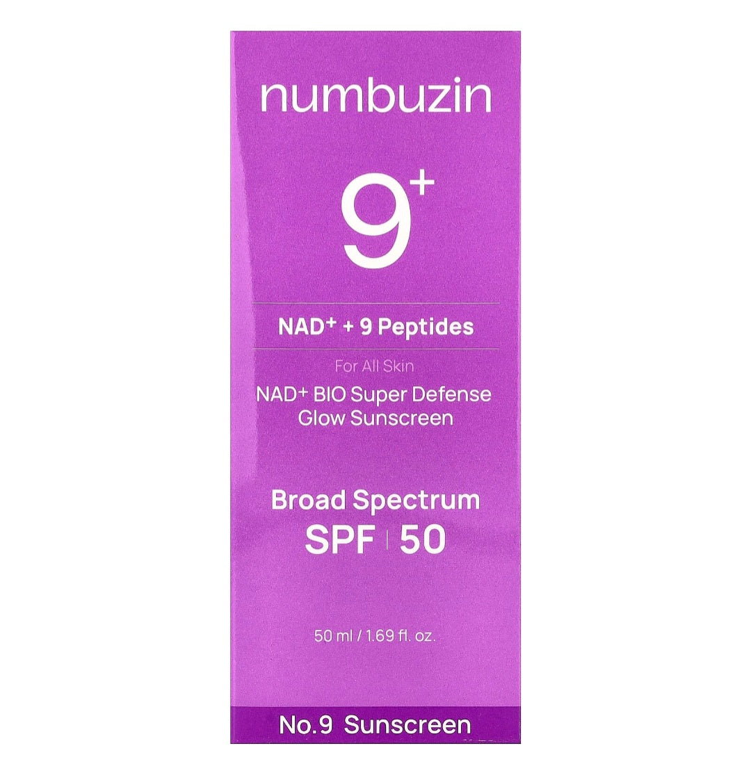Numbuzin No.9 NAD+ Bio Super Defense, PEPTIDES Glow Sunscreen, SPF50