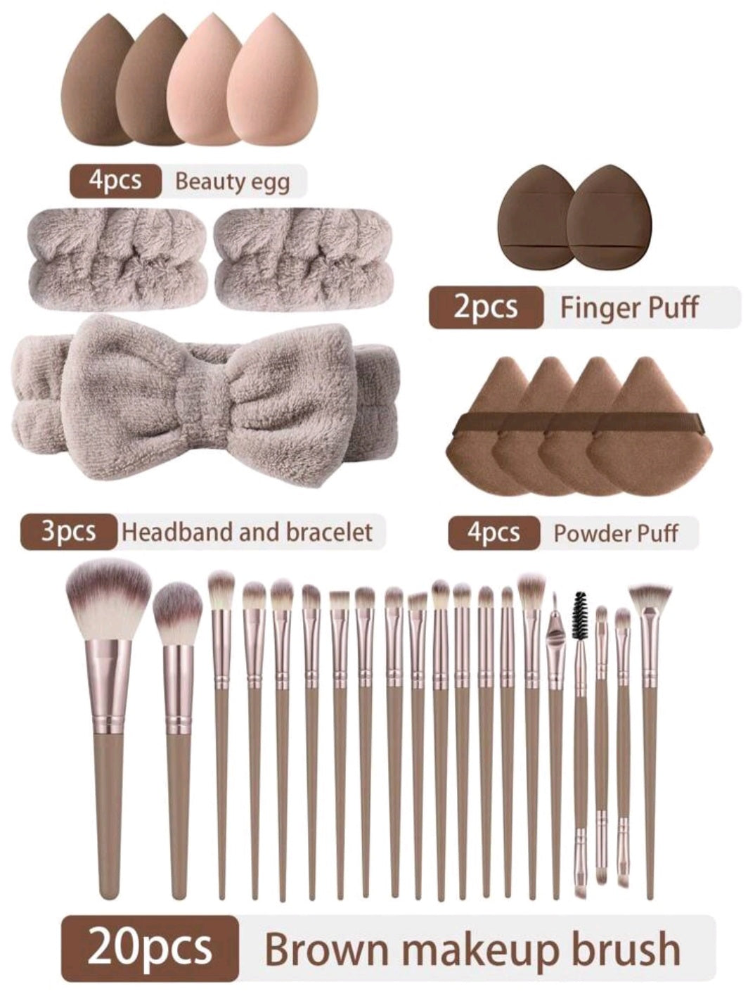 Makeup set, 20 pcs Brushes + 13 piece set