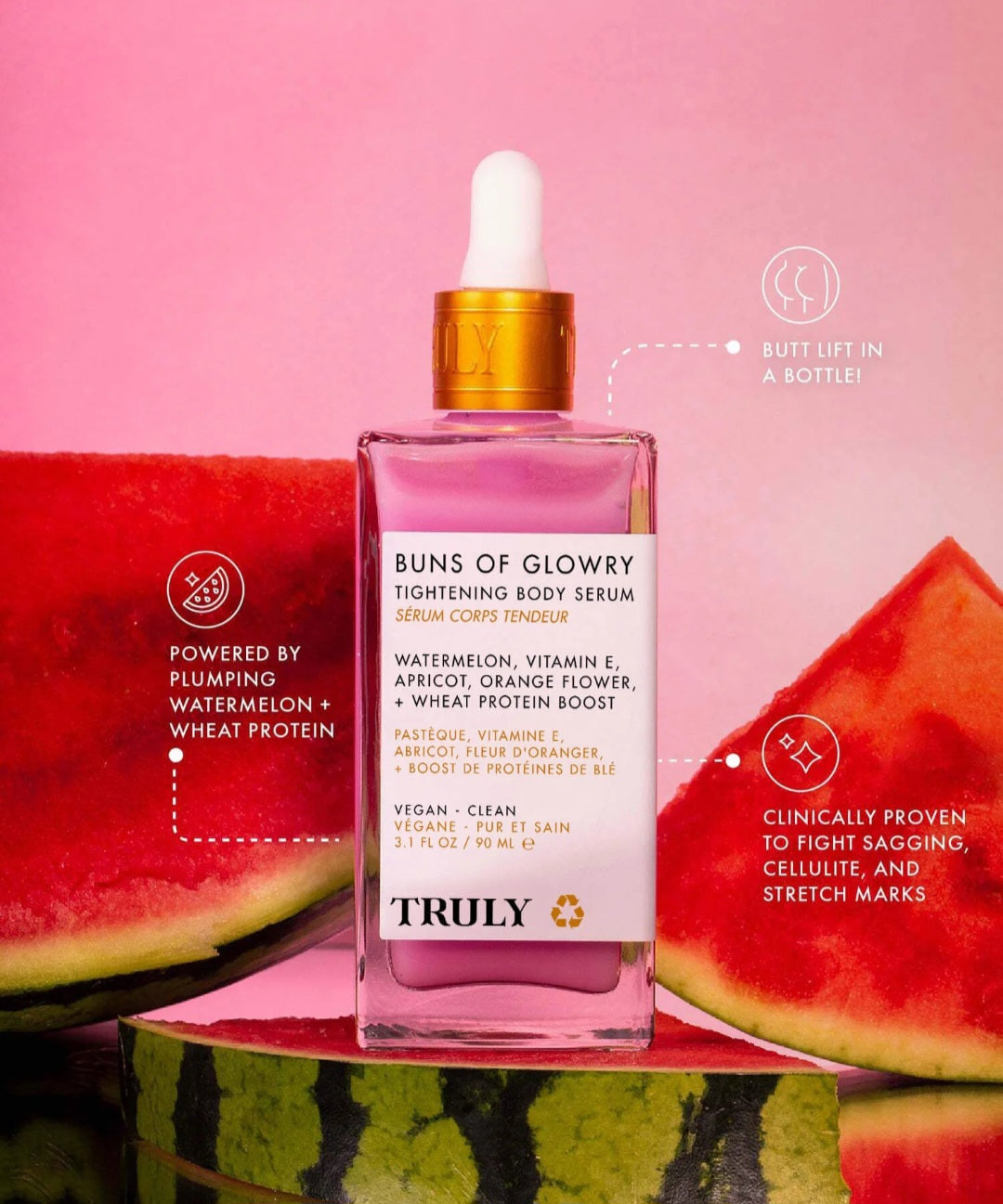Truly Beauty Buns Of Glowry Tightening Body Serum 3.1 fl oz ( 90ml)