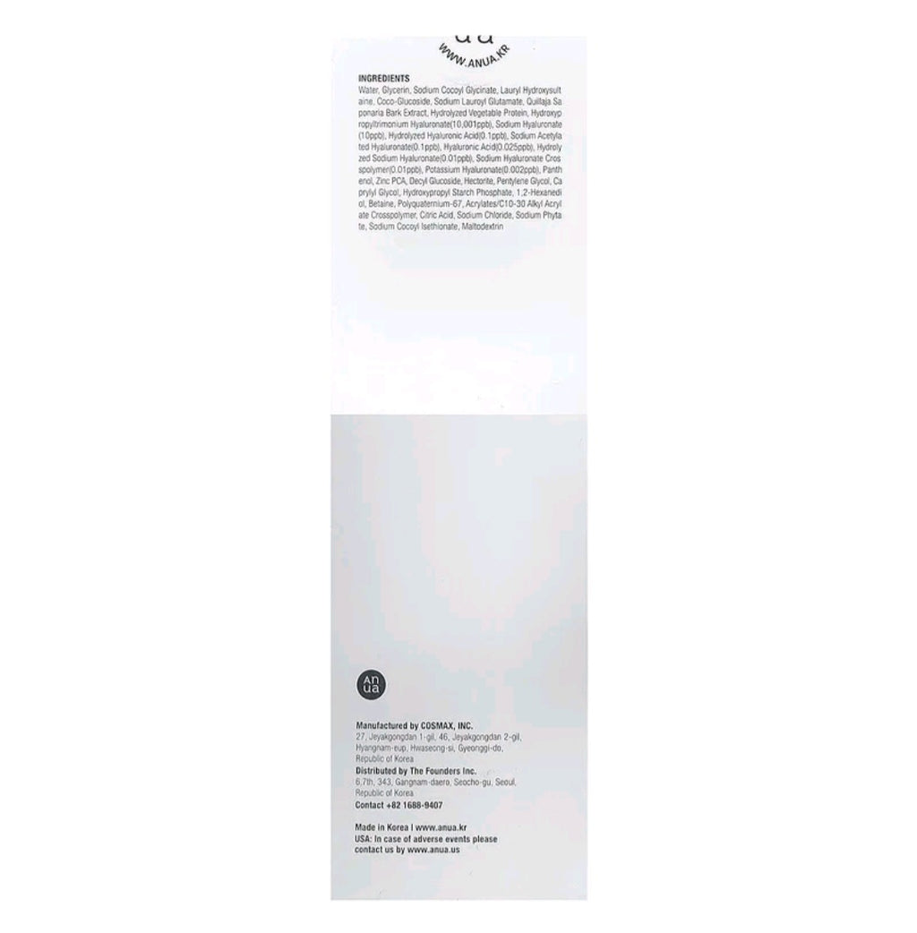 Anua 8 Hyaluronic Acid Hydrating Gentle Foaming Cleanser, 5.07 fl oz (150 ml)