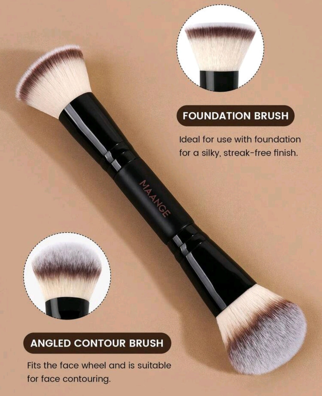 7 pieces, MAANGE dual-ended makeup brush set