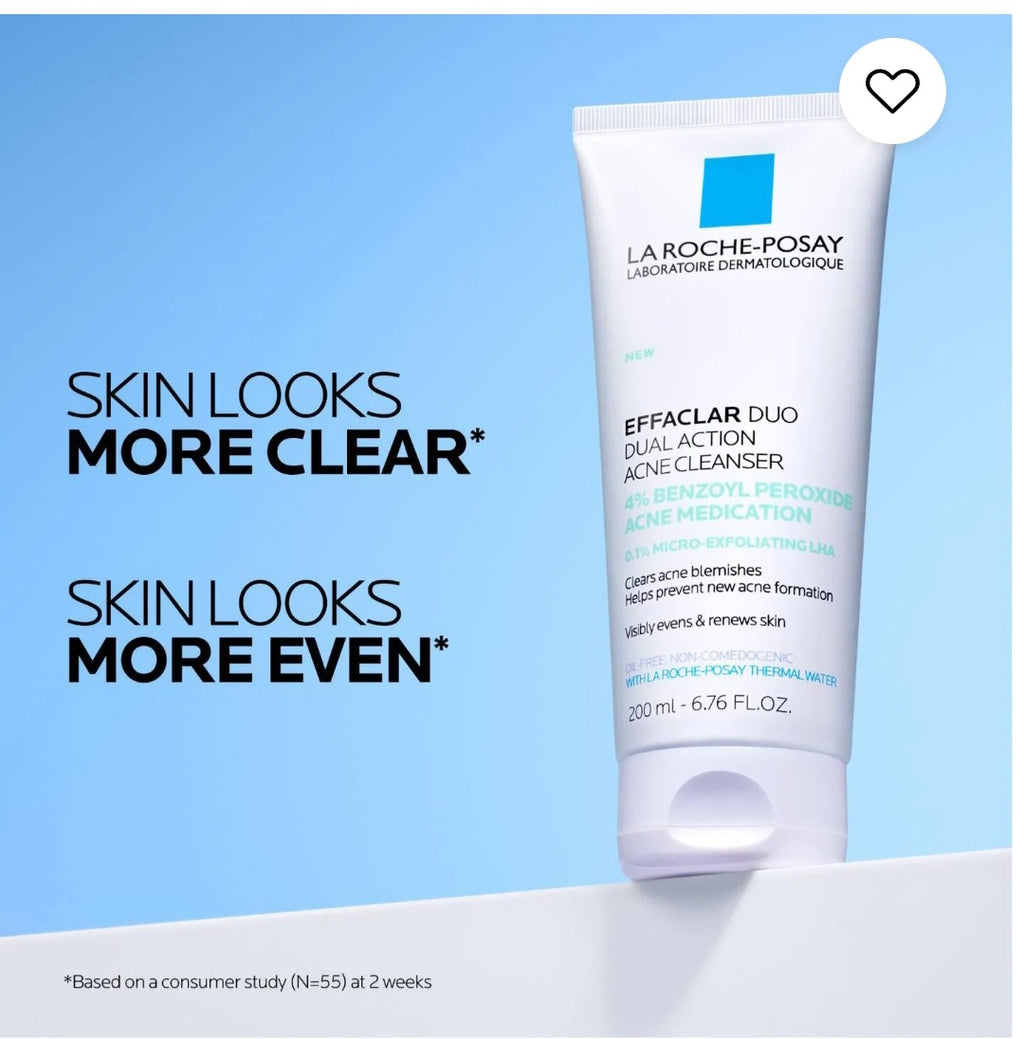 La Roche-Posay Effaclar Dual Action Acne Face Wash With 4% Benzoyl Peroxide