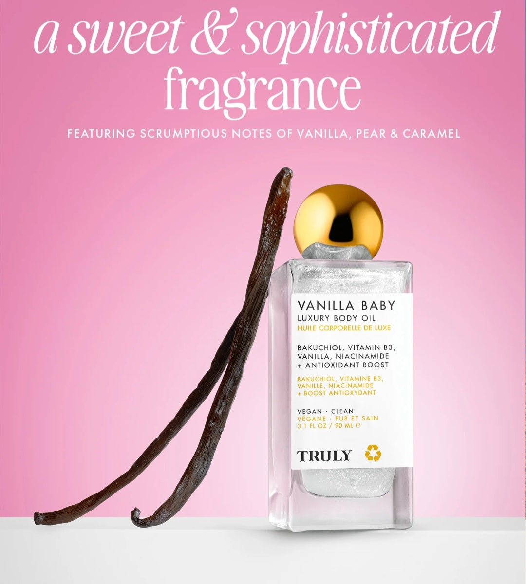 Truly Beauty Vanilla Baby Luxury Body Oil 3.1 fl oz ( 90ml)