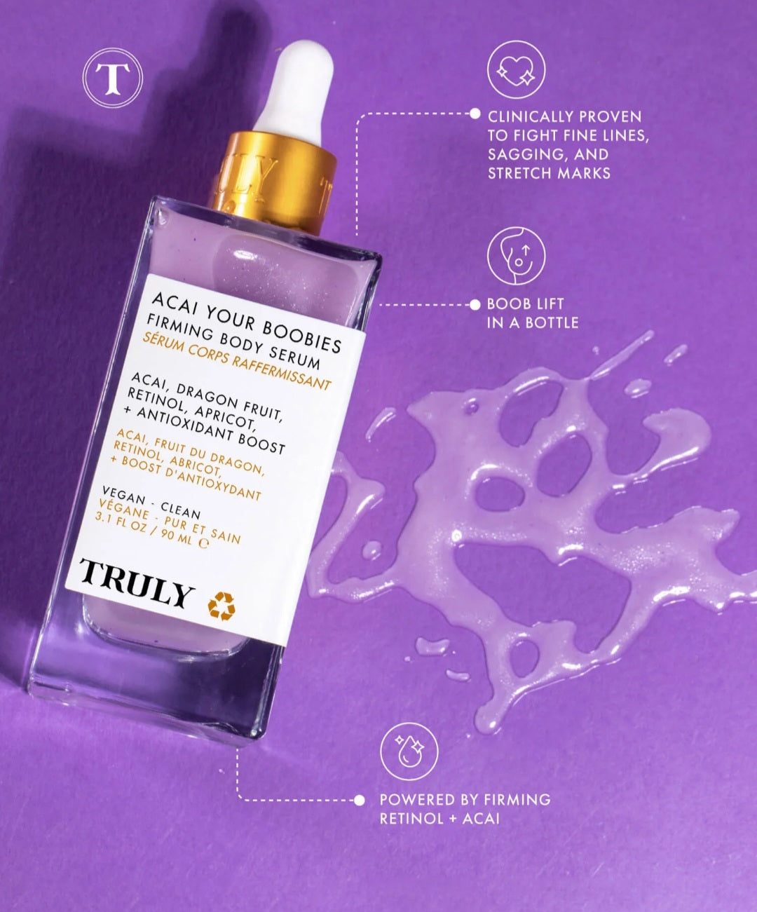 Truly Beauty Acai Your Boobies Firming Body Serum 3.1 fl oz ( 90ml)