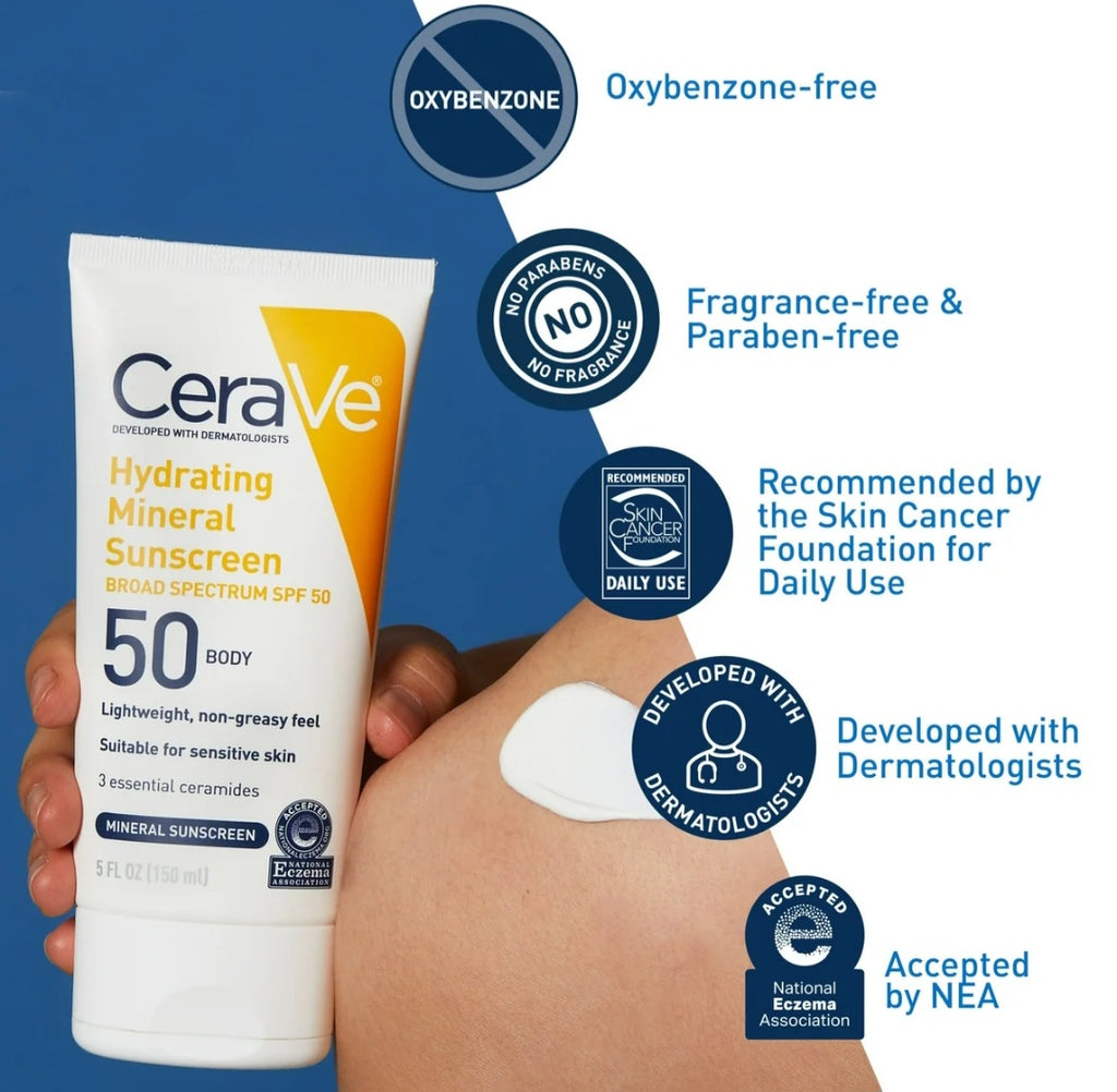 CeraVe - 100% Mineral Sunscreen SPF 50 - Body Sunscreen - 150ml