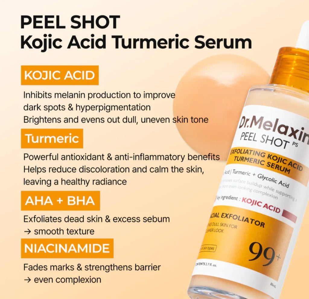 Dr.Melaxin Peel Shot Kojic Acid Turmeric Serum, all Skin Types, 80ml
