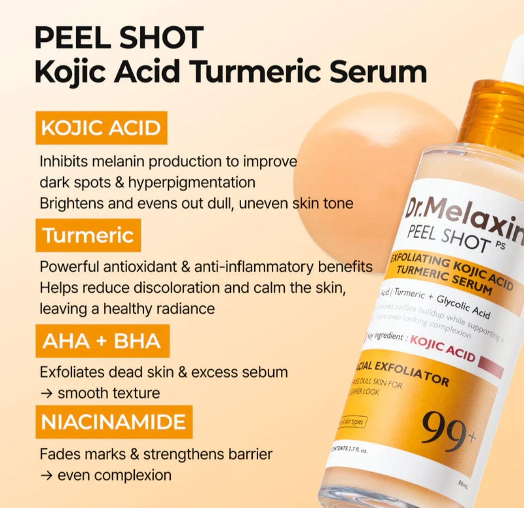 Dr.Melaxin Peel Shot Kojic Acid Turmeric Serum, all Skin Types, 80ml