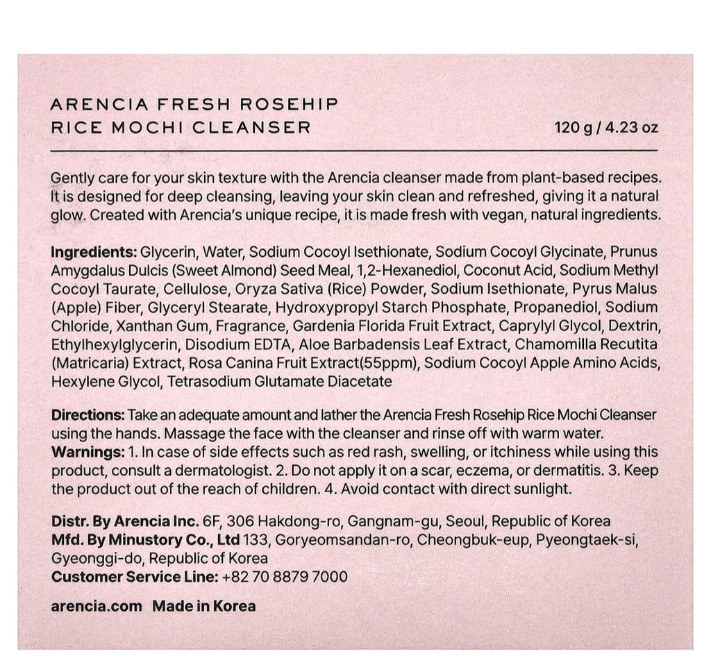 Arencia Fresh Rosehip Rice Mochi Cleanser 120g