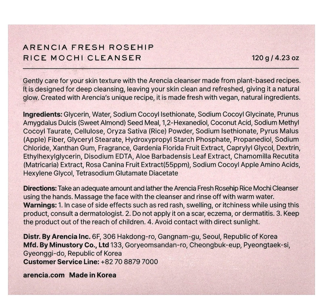 Arencia Fresh Rosehip Rice Mochi Cleanser 120g
