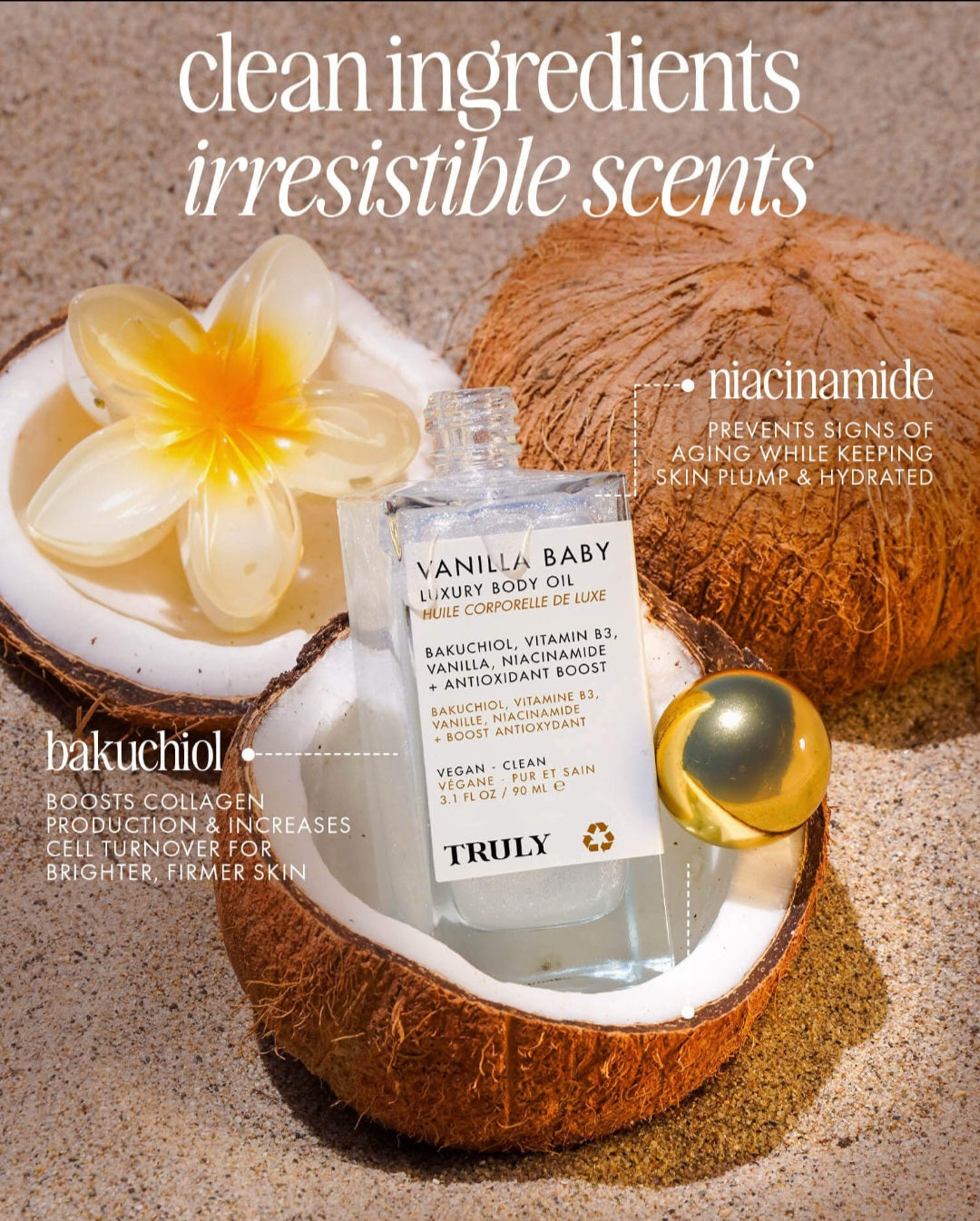 Truly Beauty Vanilla Baby Luxury Body Oil 3.1 fl oz ( 90ml)