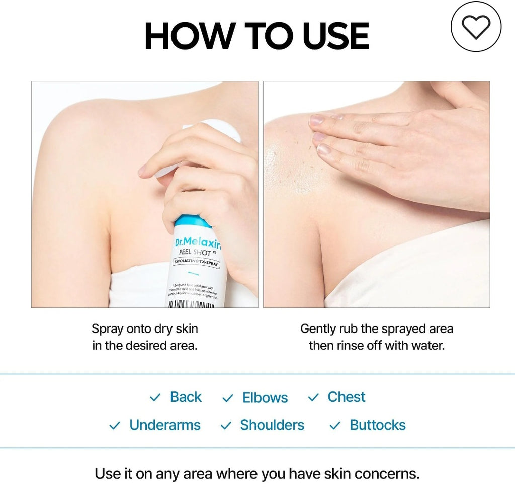 Dr. Melaxin Peel Shot, Exfoliating TX- Spray, Body and Foot Exfoliator, 6.76 fl oz ( 200ml)