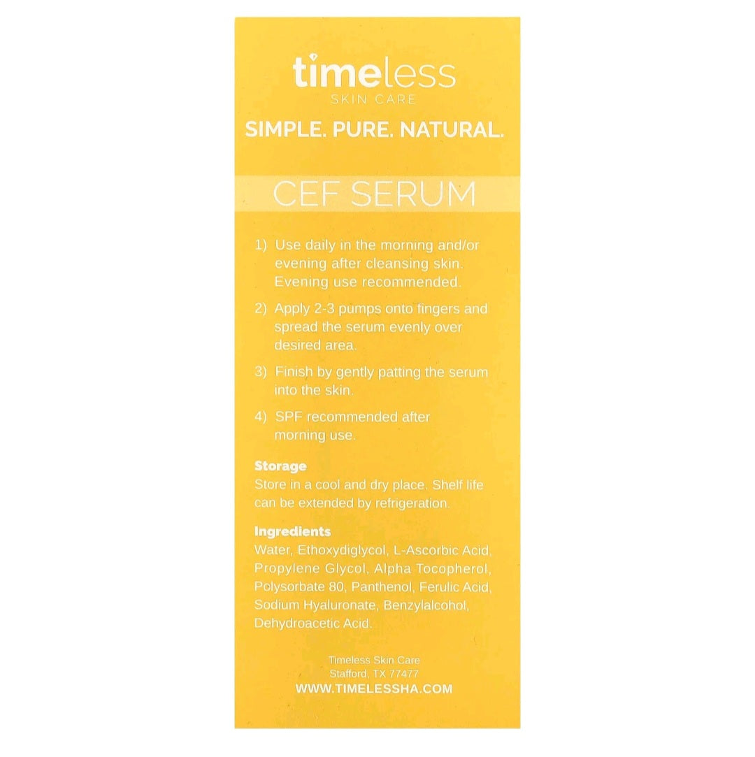 Timeless Skin Care
20% Vitamin C Serum + Vitamin E + Ferulic Acid
