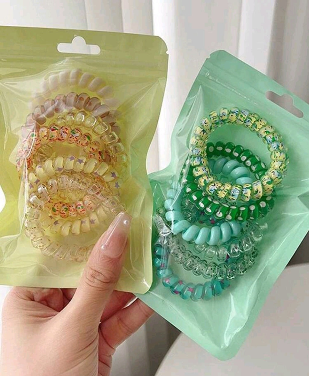 6 pieces, Spiral Hair Scrunchies