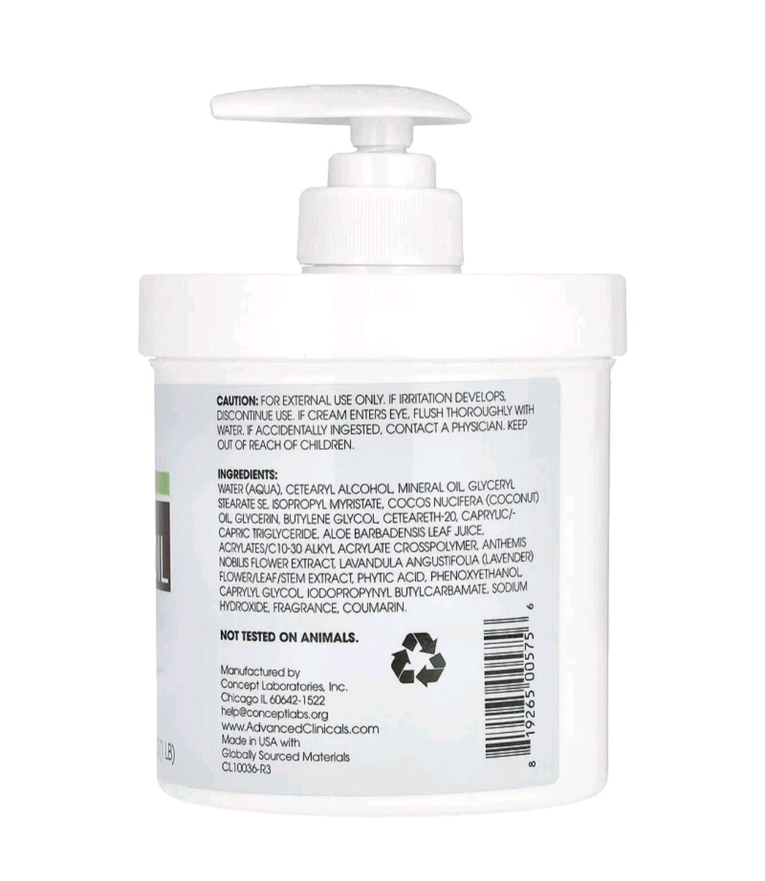 Advanced Clinical's Coconut Oil Moisturizing Cream, 16 oz