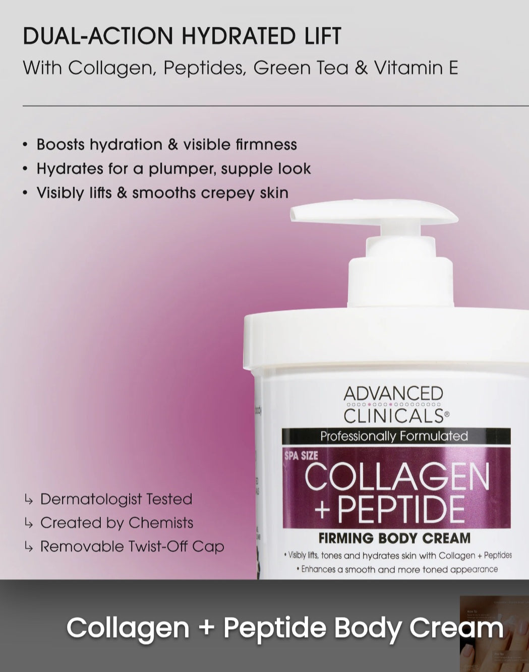 Advanced Clinical's Collagen+ Peptide Firming Body Cream 454g