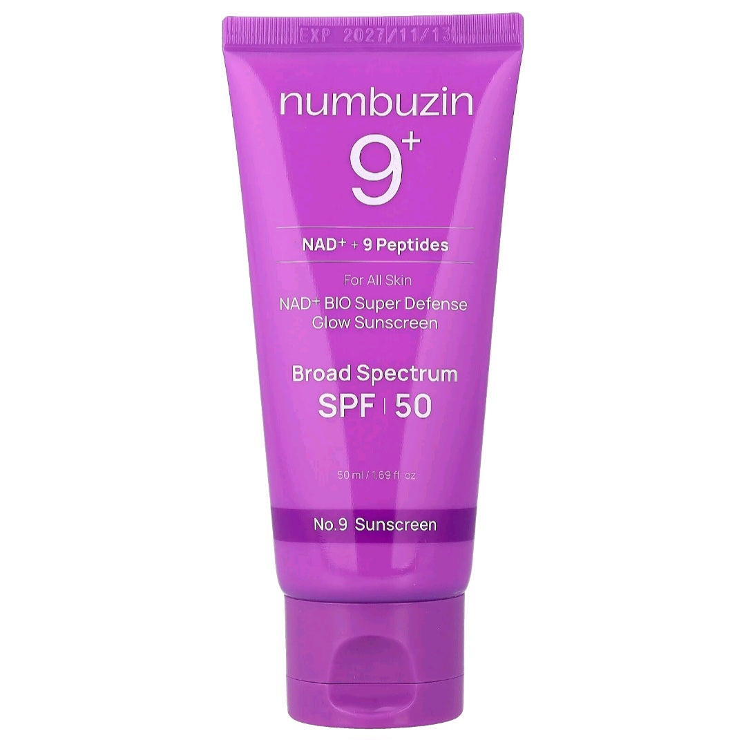 Numbuzin No.9 NAD+ Bio Super Defense, PEPTIDES Glow Sunscreen, SPF50