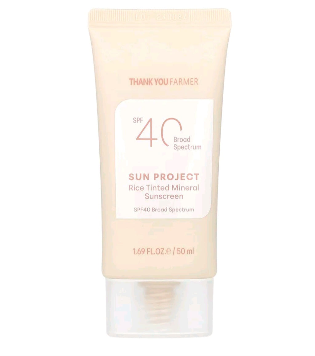 Thank You Farmer, Sun Project, Rice Tinted Mineral Sunscreen, SPF40, 1.69 fl oz (50 ml)