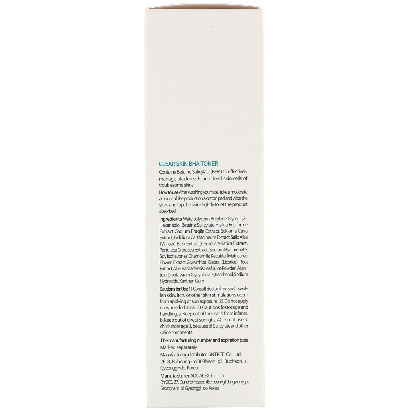 Isntree, Clear Skin BHA Toner