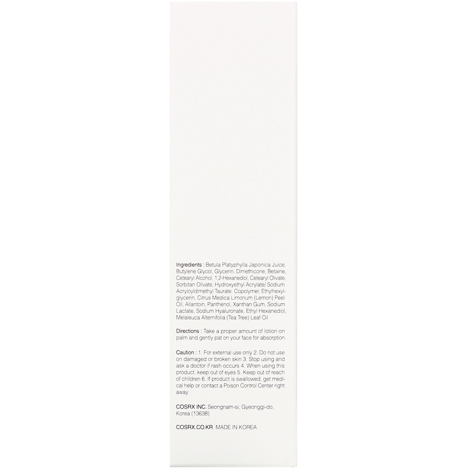 Cosrx, Oil-Free Ultra-Moisturizing Lotion with Birch Sap