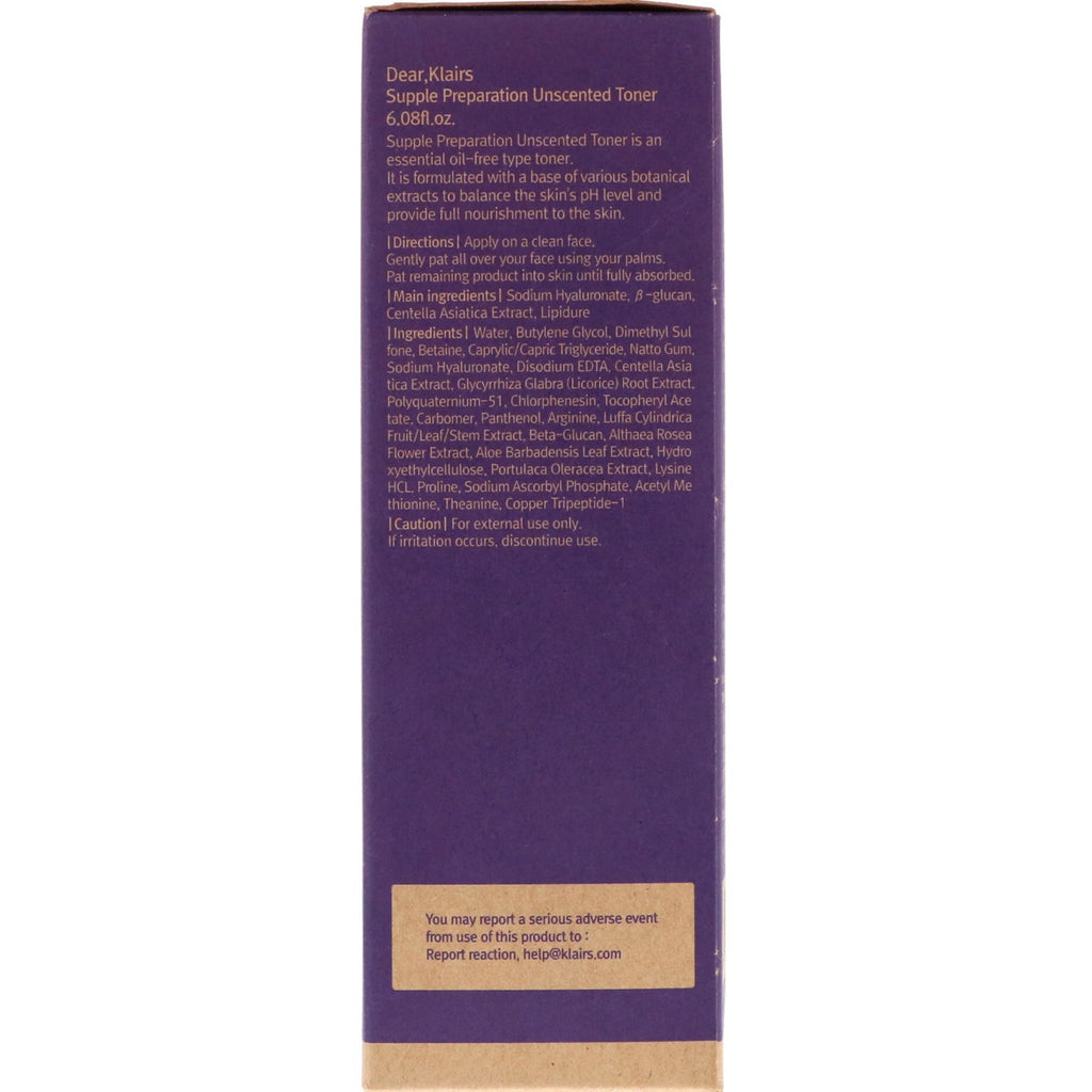 Dear, Klairs, Supple Preparation Unscented Toner