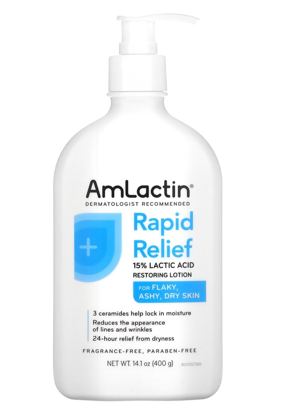 Amlactin, Rapid Relief, 15% Lactic Acid Restoring Lotion, Fragrance Free, 14.1 oz (400 g)